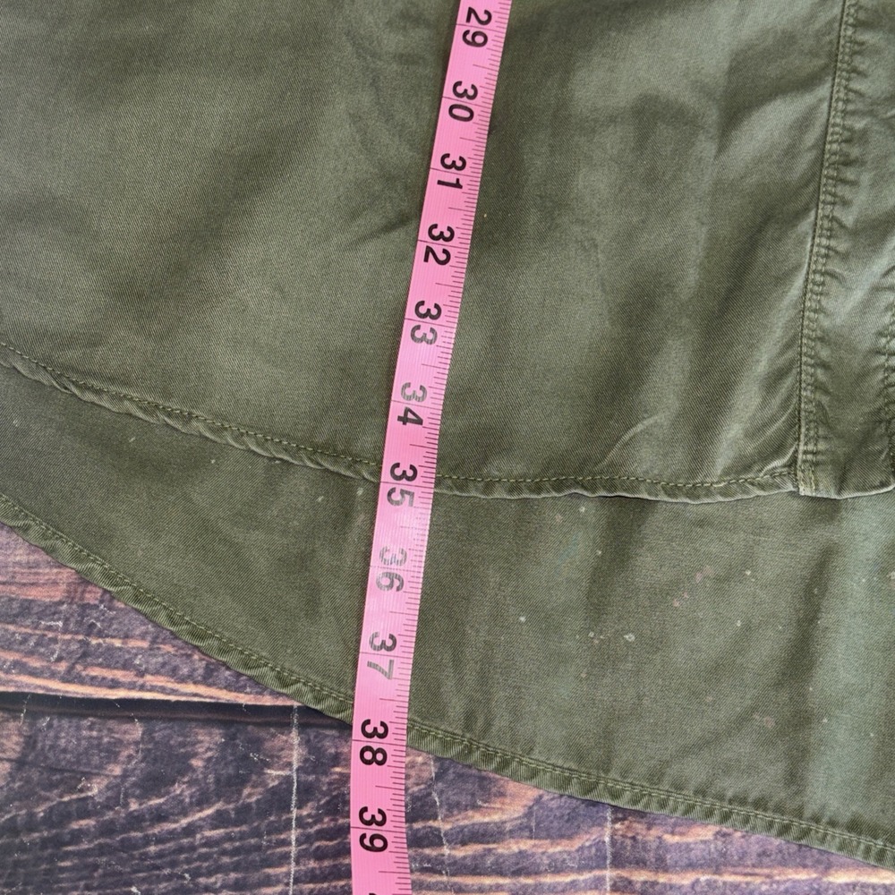 Zara Utility Jacket Dress Size L Green Paint Splatter Button Pockets Military - Picture 6 of 8